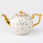 Sevres Roses Teapot with a rose knob. Herend fine china teaware.