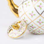 Sevres Roses Teapot with a rose knob. Herend fine china teaware.