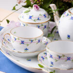 Blue Garland Tea set with creamer. Herend fine china afternoon tea.