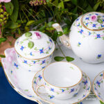 Blue Garland Tea set with a large tea pot and tray. Herend fine china afternoon tea.