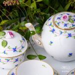 Blue Garland Tea pot with a sugar basin. Herend fine china afternoon tea.