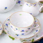 Blue Garland Tea set with large tea cups. Herend fine china afternoon tea.