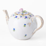 Herend Blue Garland Teapot with pink rose knob.