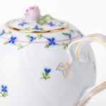 Herend Blue Garland Teapot with pink rose knob.