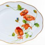 Herend Texas Flowers Oval dish with butterflies and poppy flower 20102-0-00 FLA-PO