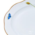 Herend Texas Flowers Oval dish with butterflies and poppy flower 20102-0-00 FLA-PO
